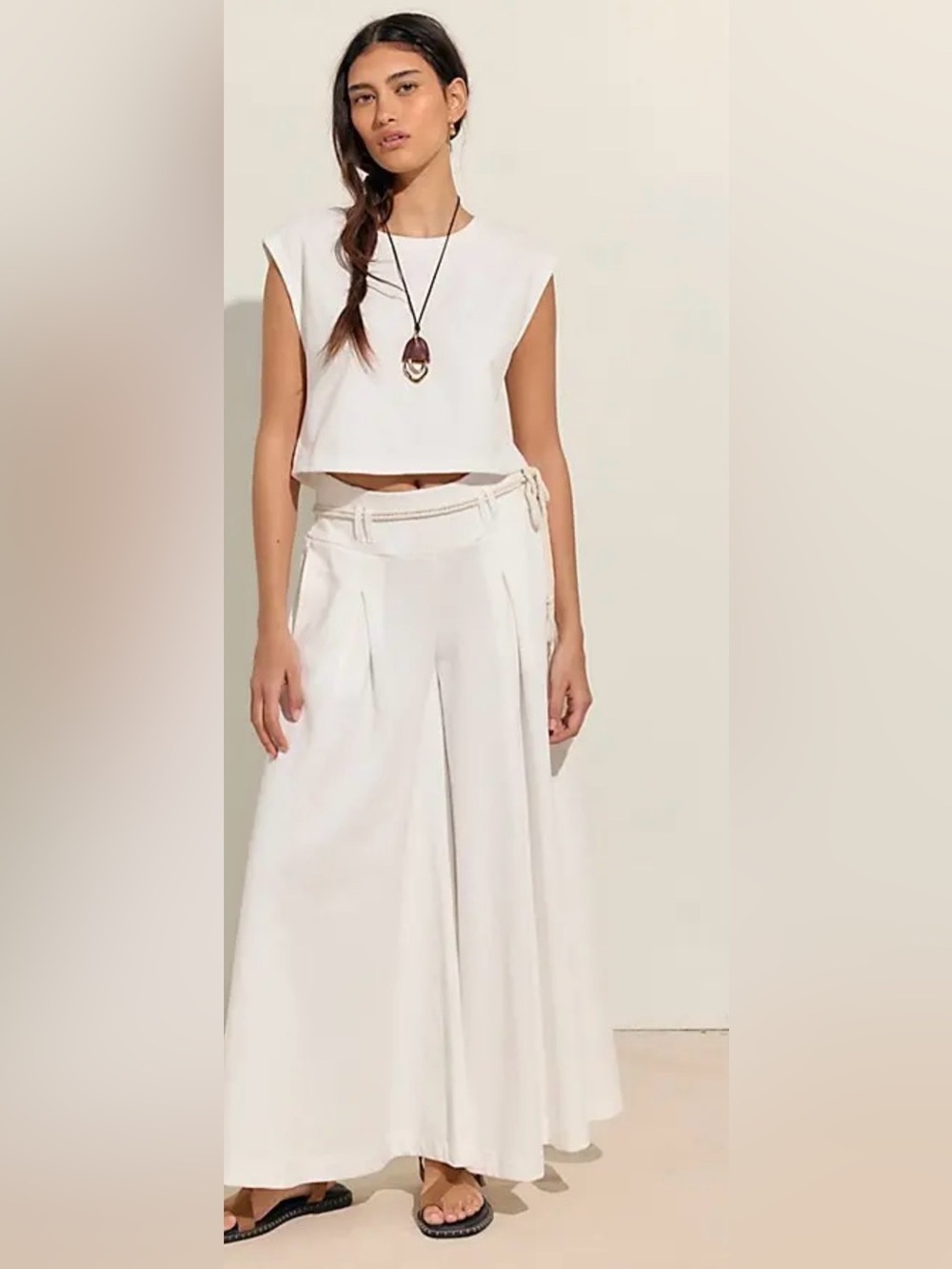 NWT FREE PEOPLE FREE EST KORA WIDE LEG PANT SET IVORY